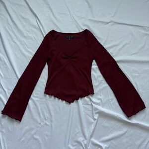 Y2K Almost Famous Burgundy Long Sleeve Top
